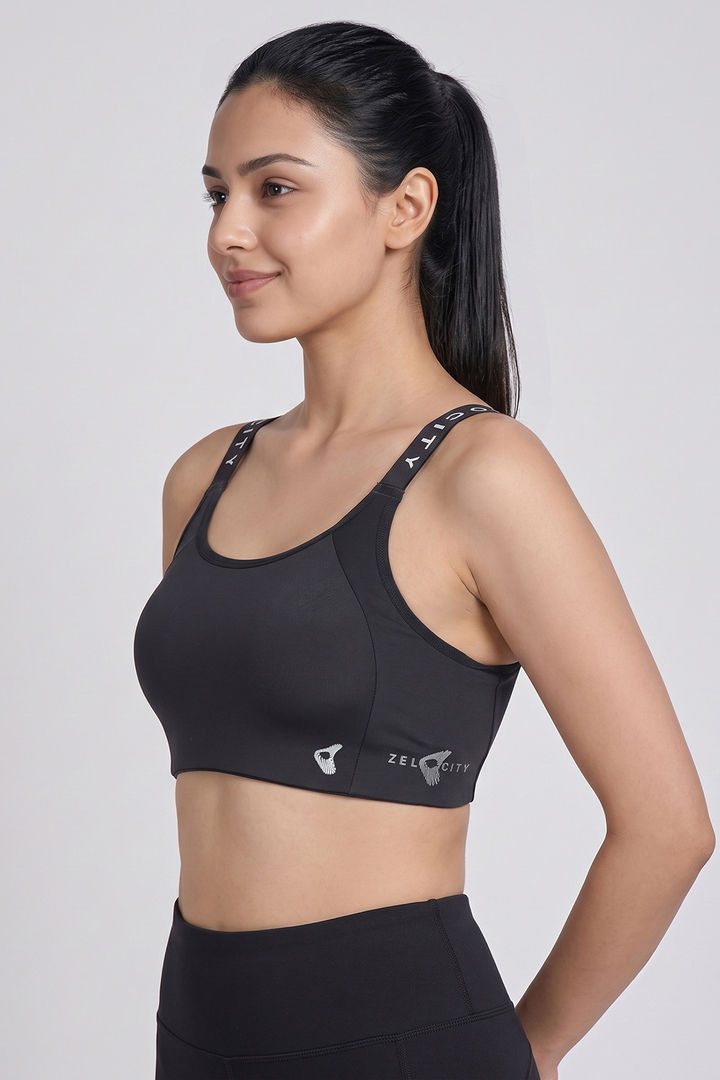 Zelocity  Medium Impact Quick Dry Sports Bra - Black Beauty — image 3